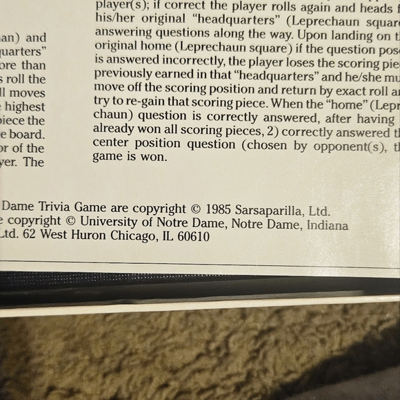 Vintage Notre Dame 1985 Trivia Game Fighting Irish College All Pieces - Picture 6 of 7